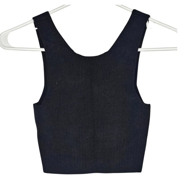 Aritzia Wilfred Free Black Knit Crop Scoop Tank Top, XS - Picture 2 of 7